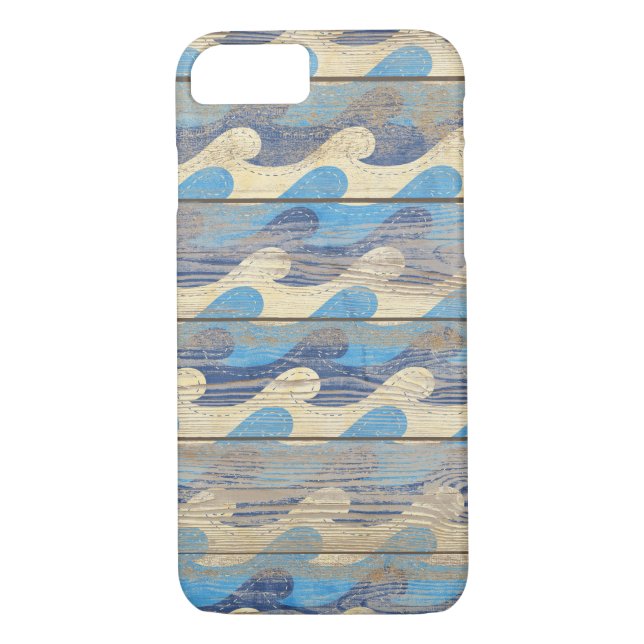 Coques Case-Mate iPhone conception vague sur bois rustique (Dos)