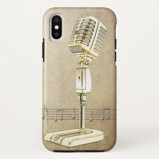 Coques Case-Mate iPhone Conception vintage de microphone (Dos)
