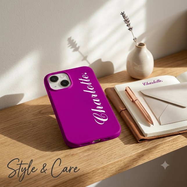 Coques Case-Mate iPhone Concevez Votre Propre Nom sur Ce Violet (Design Your Own Name on This Purple Case-Mate iPhone 14 Case)