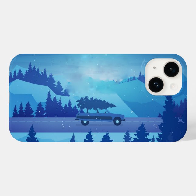 Coques Case-Mate iPhone Conduire sur la route avec un arbre de Noël       (Verso (horizontal))