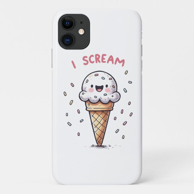 Coques Case-Mate iPhone Cône de glace I Scream avec paillettes (Dos)