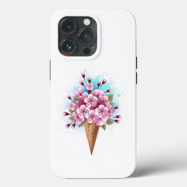 Coques Case-Mate iPhone Cône rose Sakura crème glacée gaufre (Verso)