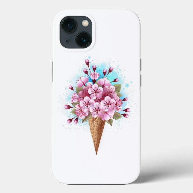 Coques Case-Mate iPhone Cône rose Sakura crème glacée gaufre (Verso)
