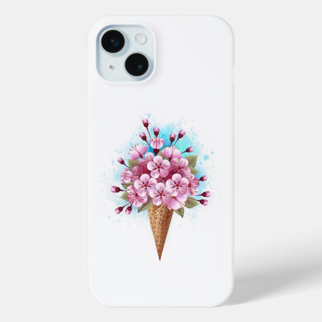 Coques Case-Mate iPhone Cône rose Sakura crème glacée gaufre (Verso)