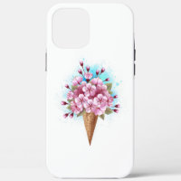 Cône rose Sakura crème glacée gaufre