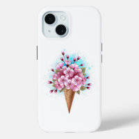 Cône rose Sakura crème glacée gaufre