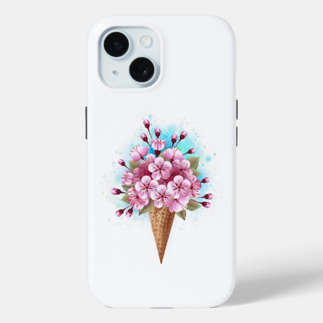 Coques Case-Mate iPhone Cône rose Sakura crème glacée gaufre (Verso)
