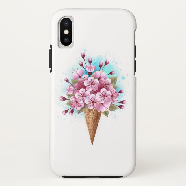 Coques Case-Mate iPhone Cône rose Sakura crème glacée gaufre (Dos)