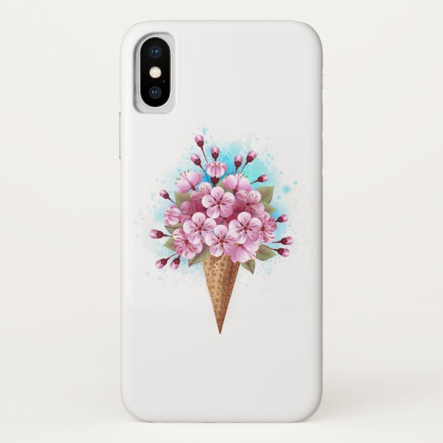 Coques Case-Mate iPhone Cône rose Sakura crème glacée gaufre (Dos)