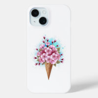 Cône rose Sakura crème glacée gaufre