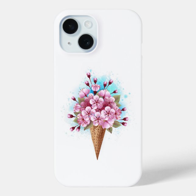 Coques Case-Mate iPhone Cône rose Sakura crème glacée gaufre (Verso)