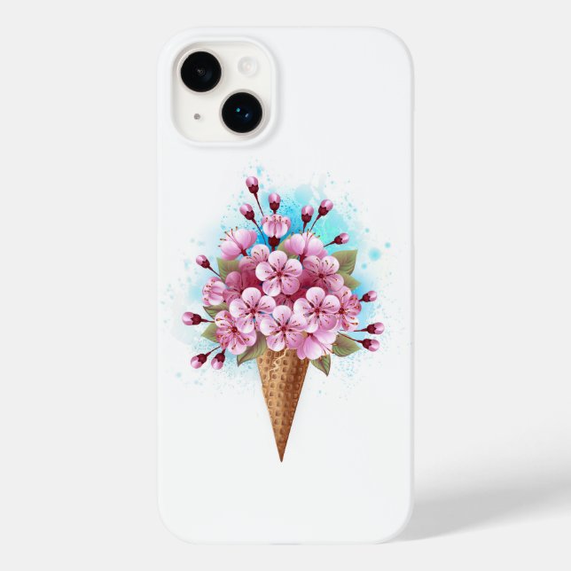 Coques Case-Mate iPhone Cône rose Sakura crème glacée gaufre (Verso)