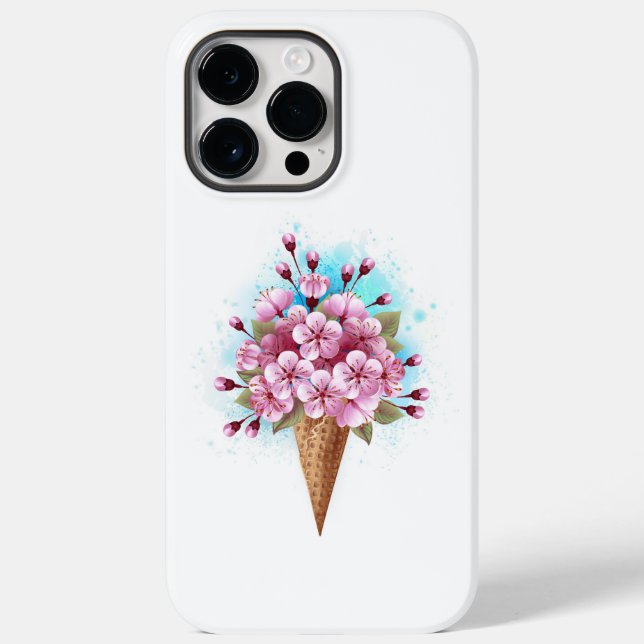Coques Case-Mate iPhone Cône rose Sakura crème glacée gaufre (Verso)