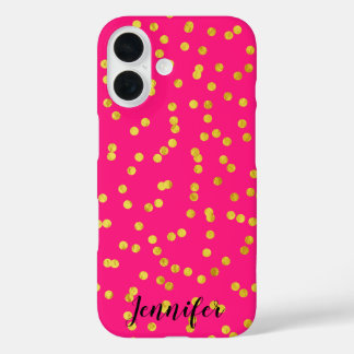 Coque Pour iPhone 16 Confetti à l'huile rose et or chaud