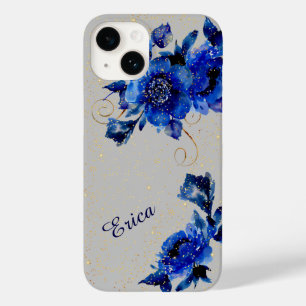 Coque Case-Mate iPhone Confetti bleu Floral Or