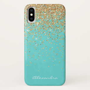 Case-Mate iPhone Case Confettis bleus de parties scintillantes d'or