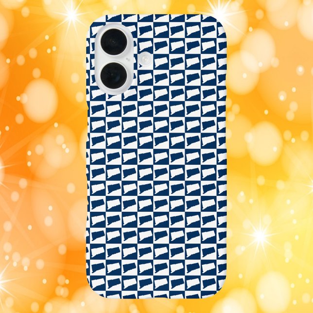 Coques Case-Mate iPhone Connecticut State Silhouette Pattern Blue White (Créateur téléchargé)