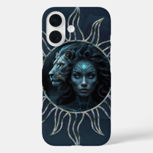 Coque Pour iPhone 16 Connexion mystique, femme mystique et lion.