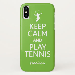 Case-Mate iPhone Case Conserver le calme et jouer Tennis nom et couleur