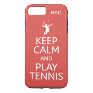 Coque iPhone 7 Plus Conserver le calme et jouer Tennis personnalisé mo