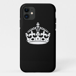 Coque iPhone 11 CONSERVEZ CALM CROWN sur la Personnaliser noire Ce