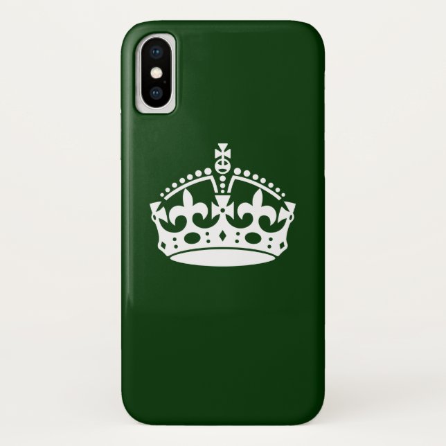 Coques Case-Mate iPhone CONSERVEZ CALME COURONNE sur la Personnaliser vert (Dos)
