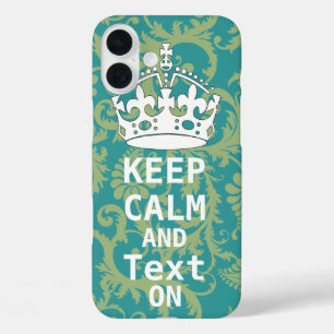 Coques iPhone 16 Plus CONSERVEZ CALME ET texte en changeant turquoise to