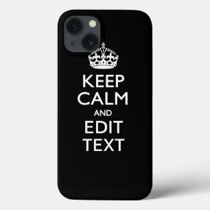 Coque Case-Mate iPhone CONSERVEZ CALME et votre texte sur noir solide