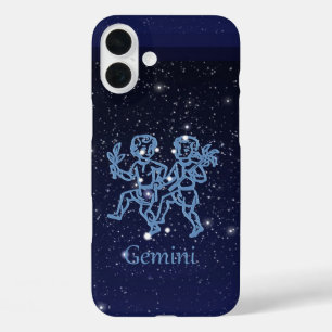 Coque Pour iPhone 16 Plus Constellation des Gémeaux et signe du zodiaque ave