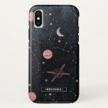 Case-Mate iPhone Case Constellations roses en or | Monogramme spatial<br><div class="desc">Design monogrammé tendance. Ce coque fait l'accessoire de mode parfait. Ajoutez votre libellé personnalisé à cette conception à l'aide des cases "Modifier ce modèle de conception" situées à droite de l'élément, ou cliquez sur le bouton bleu "Customiser" pour arranger le texte, modifier les polices et les couleurs et ajouter des...</div>