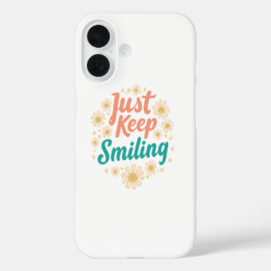 Coque Pour iPhone 16 "Continuez à sourire" avec des marguerites joyeuse