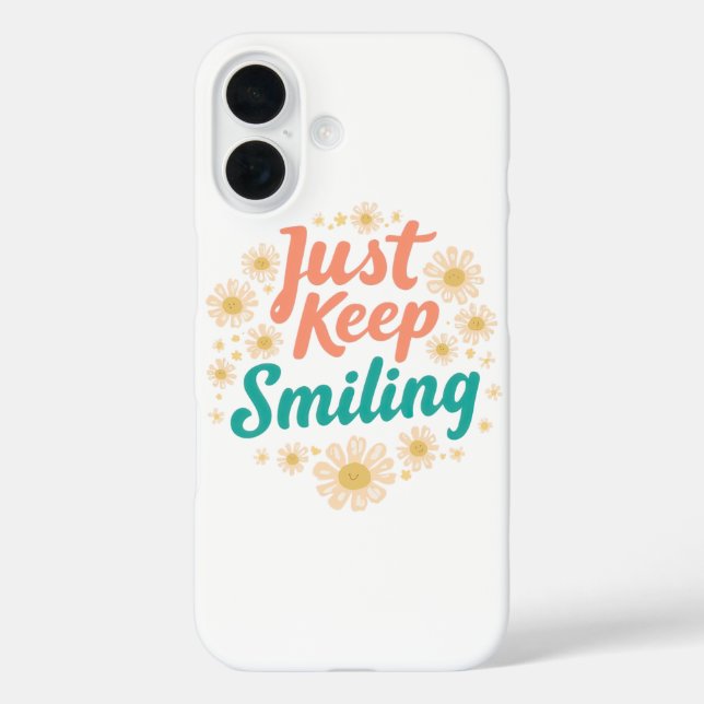 Coques Case-Mate iPhone "Continuez à sourire" avec des marguerites joyeuse (Verso)
