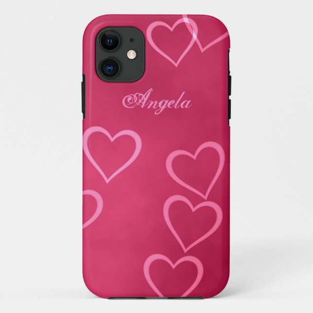 Coques Case-Mate iPhone Contours roses de coeur (Dos)