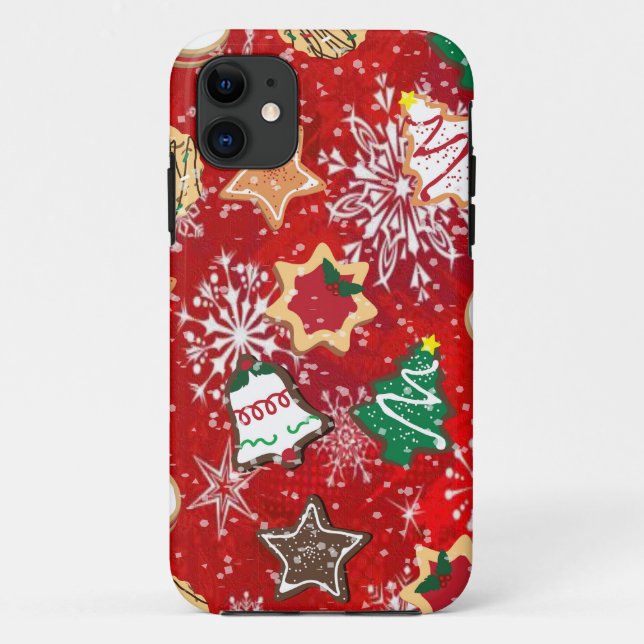 Coques Case-Mate iPhone Cookies de Noël et flocons de neige en rouge (Dos)