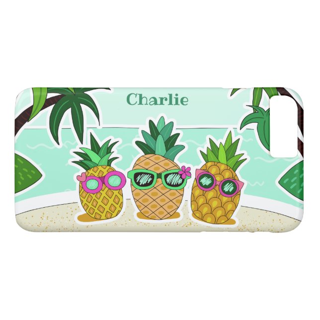 Coques Case-Mate iPhone Cool Beach Pineapps personnalisés nom de téléphone (Dos (Horizontal))