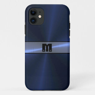 Coque iPhone 11 Cool Bleu brillant acier inoxydable Métal 7