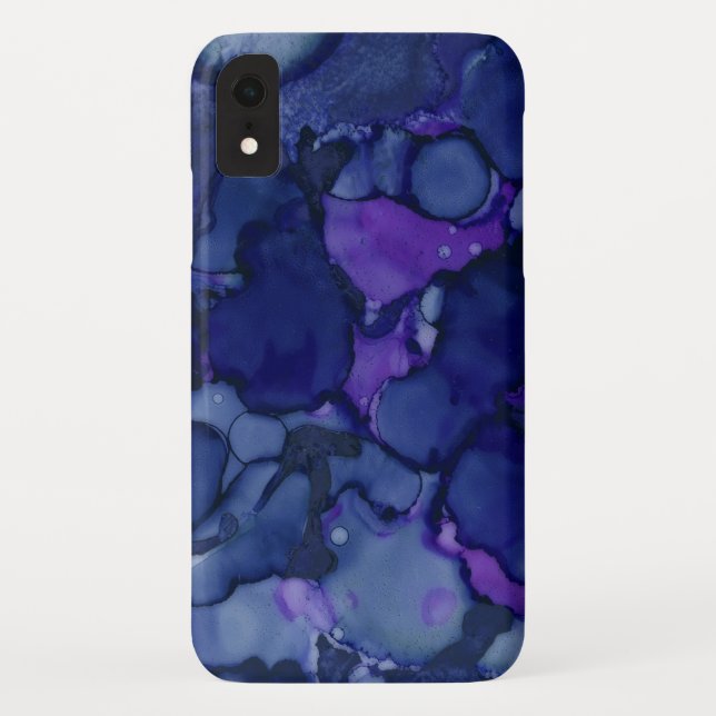 Coques Case-Mate iPhone Cool bleu et violet Motif d'écorce d'encre couleur (Dos)