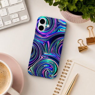Coque Pour iPhone 16 Plus Cool bleu turquoise violet rose Motif