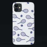 Case-Mate iPhone Case Cool Blue Retro Raquettes Motif Joueur de tennis<br><div class="desc">Classic Elegant Minimal Navy Blue Tennis Rackets Motif Pour Lui | Summer Pastel Tennis Court. Cadeau pour joueur de tennis, match de tennis en raquette marine sur un arrière - plan blanc. Cadeau personnalisé pour un joueur de tennis. Joueurs de tennis branchés décoration maison. Des cadeaux de joueurs de tennis...</div>