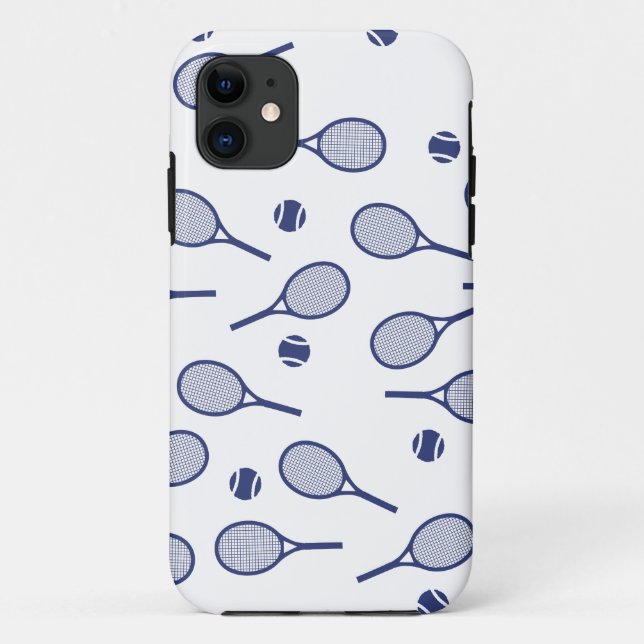 Coques Case-Mate iPhone Cool Blue Retro Raquettes Motif Joueur de tennis (Dos)