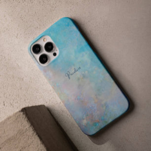 Coque iPhone 16 Pro Cool Blue Sky Huile Peinture Nom personnalisé