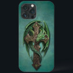 Etui iPhone 13 Pro Max Cool Croix Tribale Celtique Dragon Tattoo Art Desi<br><div class="desc">Magnifique vintage contemporain à l'aspect antique irlandais de croix tribale celtique et de dessin de tatouage de dragon vert. Ce design hipster original, branché, moderne et fantaisiste a été créé pour le tatouage exotique, dragons, créature d'imaginaire, ou amoureux de science-fiction, le populaire sélecteur de tendance hanche, rétro vintage, style art...</div>