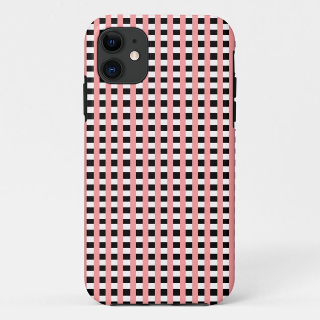 Coques Case-Mate iPhone Cool En vichy rose noir et blanc Motif Design (Dos)