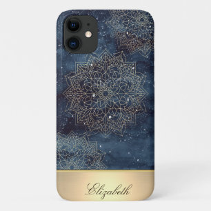 Case-Mate iPhone Case Cool Gold Floral Mandala, bleu marine