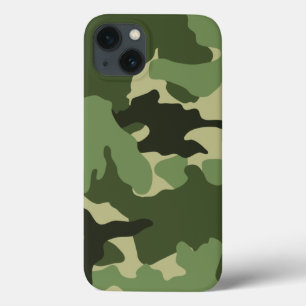 iPhone 13 Coque Cool Green Camo Camouflage militaire Motif robuste
