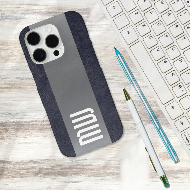 Coques Case-Mate iPhone Cool Leather Metal Stripe Bold Monogram (Créateur téléchargé)