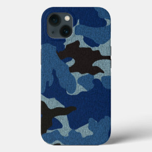 iPhone 13 Case Cool Masculine Faux Vêtements Bleu Camo Militaire