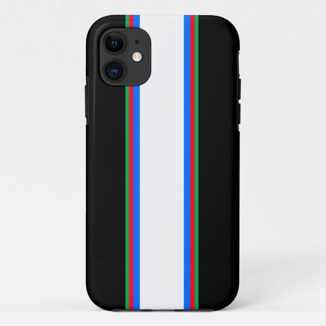 Coques Case-Mate iPhone Cool Noir Blanc Rouge Vert Bleu Rayures de course (Dos)