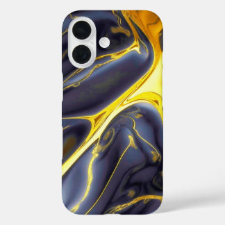 Coque Pour iPhone 16 Cool noir or fondu marbre fluide texturé