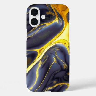 Coque Pour iPhone 16 Plus Cool noir or fondu marbre fluide texturé